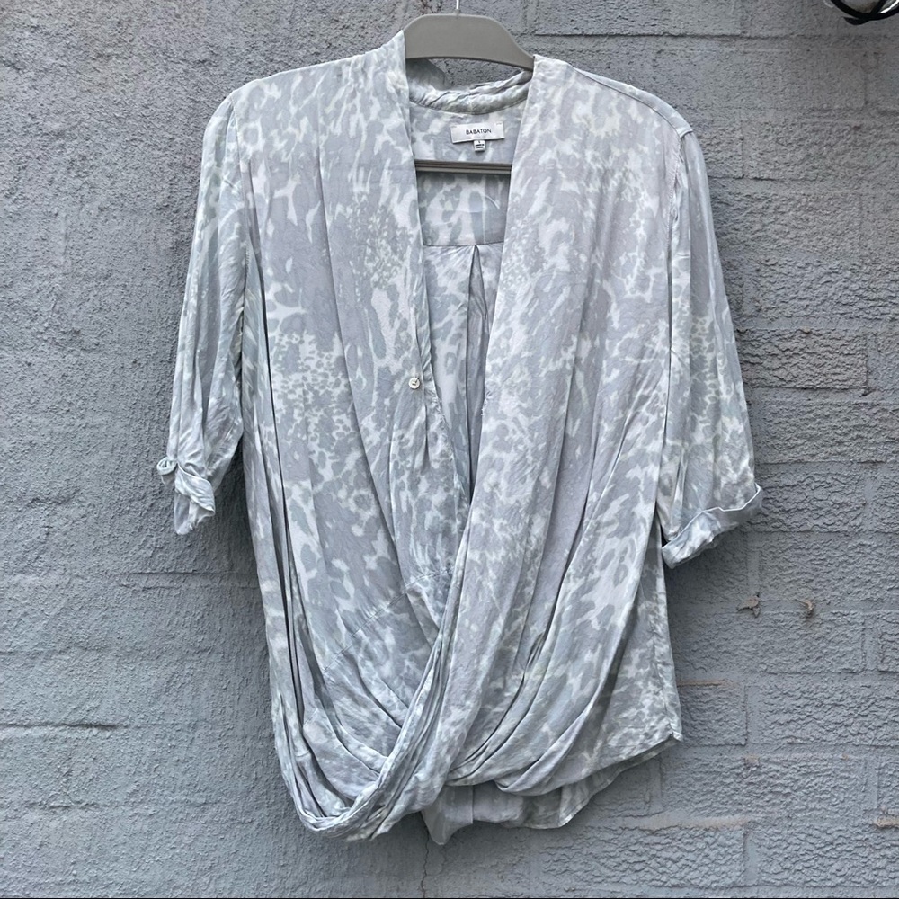 Babaton Grey Wrap Blouse, Small